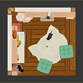 Miniature Room Furniture with Sofa Shelves Window Door Yellow Pillows and Green Cushions