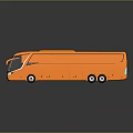 Orange Modern Coach Bus With Streamlined Exterior And Reflective Surface Design 3d model