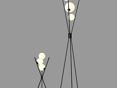 Modern Multi Spherical Bulb Floor Lamp With Black Metal Stand And Two Sizes Design 3d model