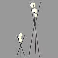 Modern Multi Spherical Bulb Floor Lamp With Black Metal Stand And Two Sizes Design
