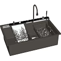 Black Stainless Steel Double Bowl Kitchen Sink With Faucet And Drainer