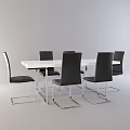 Modern Office Desk with White Tabletop Black Chairs and Metal Legs