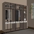 Modern Wardrobe With Glass Doors Drawers And Open Shelves For Hanging Clothes