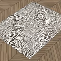 Stylish Square Zebra Pattern Rug On Herringbone Wooden Floor Design 3d model