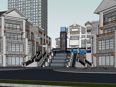 New Chinese Commercial Street 3d model