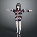 Virtual Anime Character Girl With Black Hair Wearing Loose Only My Memes Jacket Arms Outstretched