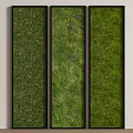 Vertical Living Plant Wall with Three Black Framed Panels for Indoor Decor