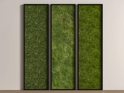 Vertical Living Plant Wall with Three Black Framed Panels for Indoor Decor 3d model