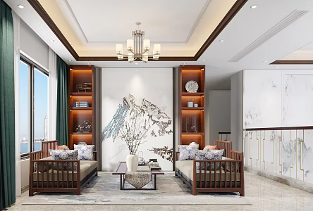 New Chinese Living Room 3d model