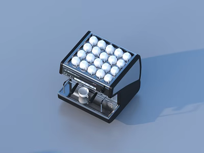 Modern Compact Coffee Machine With White Capsules And Cup On Blue Surface 3d model