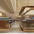 Elegant Modern Restaurant Interior With Marble Bar Counter Blue Booths And Pendant Lights
