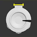 Futuristic Sci Fi Weapon With White Yellow Red Components Black Striped Grip And Yellow Tip