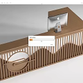 Wooden Reception Desk With Wavy Lattice Design And Apple iMac