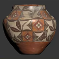 Handcrafted Traditional Ceramic Vase With Intricate Geometric Patterns in Brown Red and White