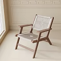 Modern Leisure Chair With Wooden Frame Woven Seat Simple Design Indoor Window Natural Light