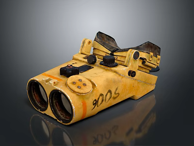 Beautiful Outdoor Scenery Featuring Vintage Yellow Binoculars With 9005 Number 3d model