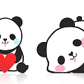 Adorable Panda Photo Spot With Heart Holding And Lying Down Blush Expressions