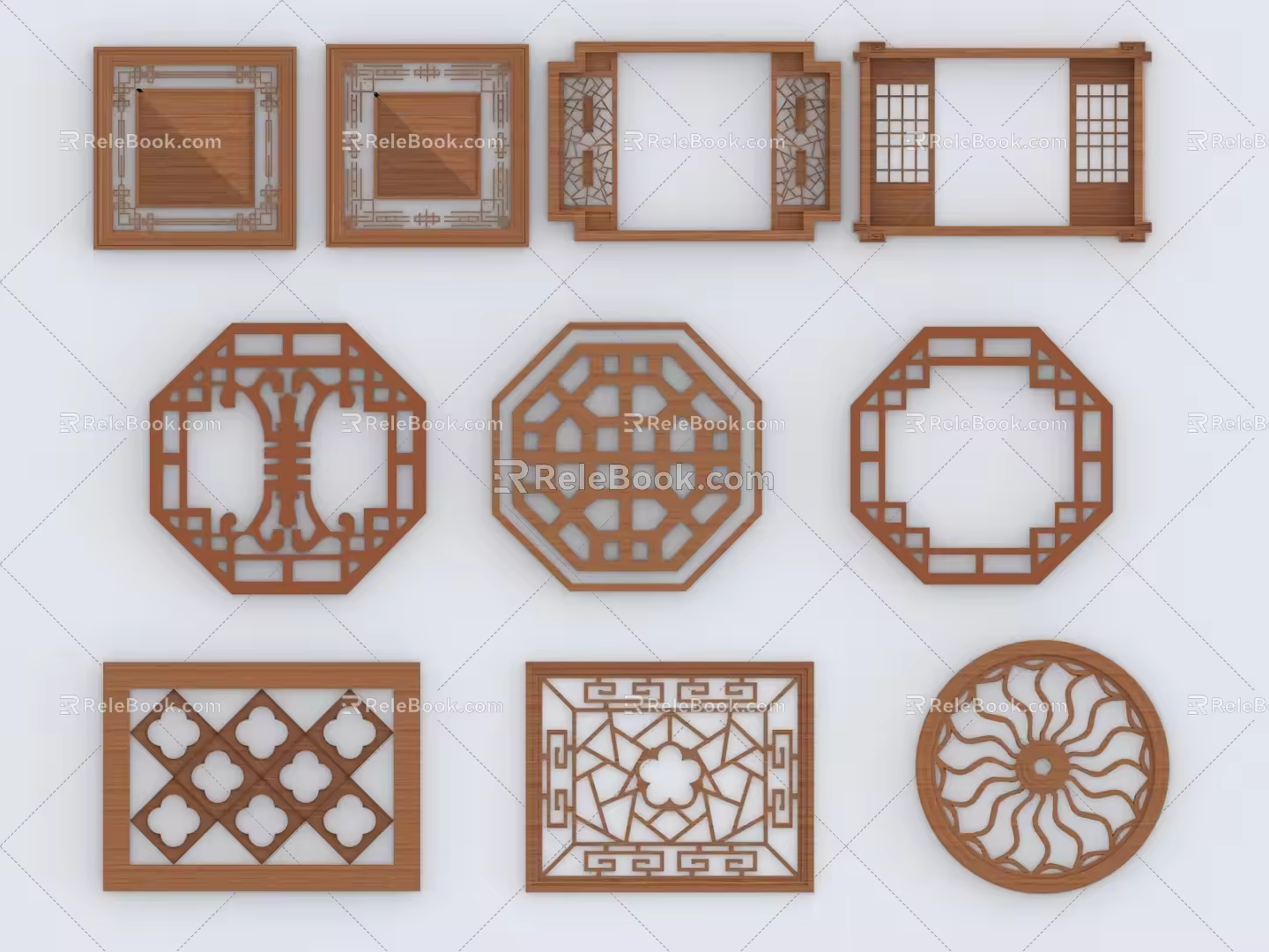 Chinese Style Carved Window Chinese Style Carved Classical Window Flower Window Chinese Style Flower Window Carving 3d model