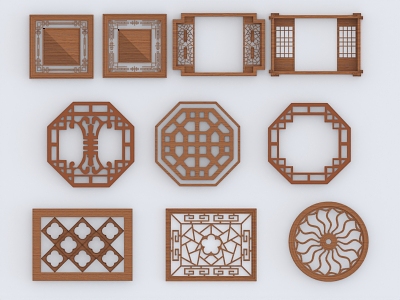 Chinese Style Carved Window Chinese Style Carved Classical Window Flower Window Chinese Style Flower Window Carving 3d model