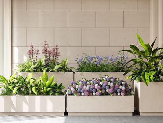 Green plant flower box mobile flower bed plant flower box plant landscaping plant pile 3d model