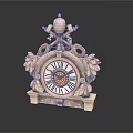 Carved Clock Sculpture With Intricate Floral Motifs Roman Numeral Dial And Ornate Top Decoration
