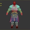 Detailed 3D Medieval Warrior Character With Metallic Armor Shoulder Plates And Leather Belt