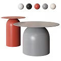 Beige and Red Coffee Table with Dome Shaped Base and Round Top Design 3d model