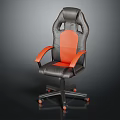 Ergonomic Gaming Chair Black and Orange Leather High Back Breathable Mesh Design Five Wheel Base