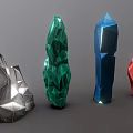 Colorful Polyhedron Gemstone Objects With Irregular Geometric Facets And 3D Rendered Design 3d model