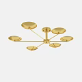 Golden Modern Ceiling Light With Multiple Circular Shades For Home Decor 3d model