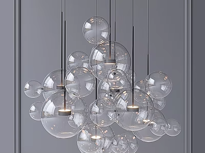 Modern Glass Ball Chandelier With Multiple Hanging Spheres For Interior Decor 3d model
