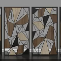 Modern Wooden Partitions With Geometric Patterns And Four Side By Side Panels 3d model
