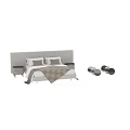 Modern Double Bed With Upholstered Headboard Matching Nightstands And Soft Bedding 3d model