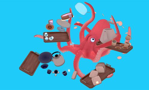 Modern Octopus Cartoon Octopus 3d model