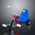Kids' Tricycle With Red Frame Blue Seat Silver Handlebars And White Pedals