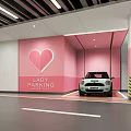 Spacious Indoor Parking Garage With Parked Cars Zone A Markers And Bright Ceiling Lights
