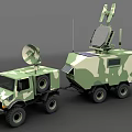 Military Camouflage Functional Vehicle Equipped With Satellite Antenna And Communication Gear