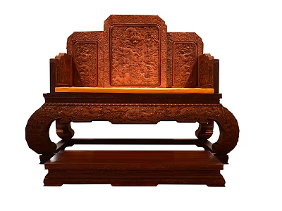 Elegant Traditional Chinese Wooden Armchair With Intricate Carved Backrest And Armrests 3d model
