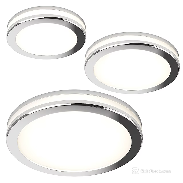Modern Round Flush Mount Ceiling Lights With Chrome Frame And White Glow 3d model