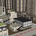 High Rise Residential Building Exterior With Green Roof And Surrounding Layout