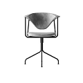 Modern Office Chair With Armrests Curved Backrest Gray Padded Seat And Black Metal Base