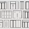 Various Modern Glass Door Designs With Black Frames And Transparent Panels 3d model