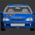Blue Yellow Racing Car With Number 05 Dunlop Pirelli Sponsors And Team Logos
