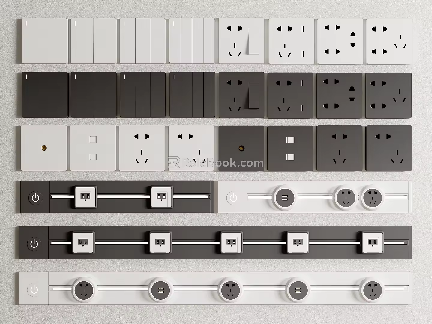 Modern Switch Socket Combination Mobile Rail Socket Switch 3d model