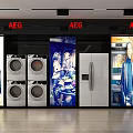 Spacious Modern Retail Store Interior With Product Display Areas Wooden Flooring And Striped Ceiling Designs