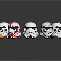 Multiple Stormtrooper Helmets With Various Designs And Colors Arranged In Circle On Dark Background