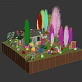 Adorable Cartoon Scene With Small House Tall Trees Winding Pathway And Lush Lawn