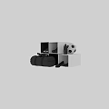 Modern Clothes Storage With White Black Shelves Shoes Bag And Soccer Ball