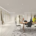 Elegant Modern Clothing Store Interior With White Walls Gold Accents And Marble Flooring