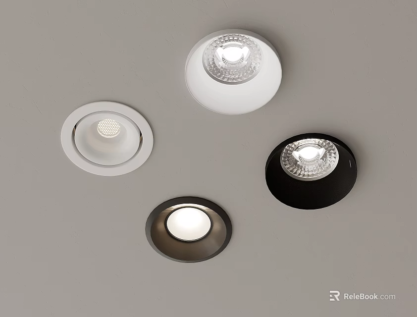 Modern Recessed Downlights With White Black And Silver Finishes For Ceiling Lighting 3d model 